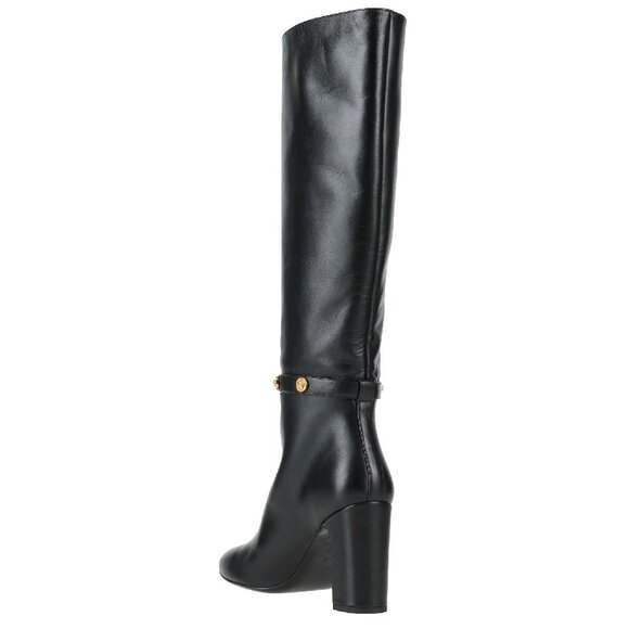 Versace Women's Black Leather Gold Medusa Boots - Picture 3 of 4